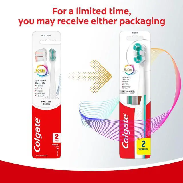 Alt view image 5 of 6 - Colgate Total Active Prevention Foaming Clean Medium Toothbrush, 2 Pack
