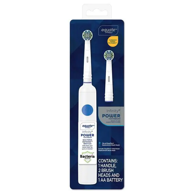 Alt view image 4 of 6 - Equate Infinity Power Toothbrush with Antibacterial Replacement Brush Heads, White