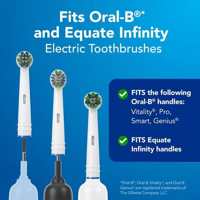 Alt view image 6 of 6 - Equate Infinity Power Toothbrush with Antibacterial Replacement Brush Heads, White