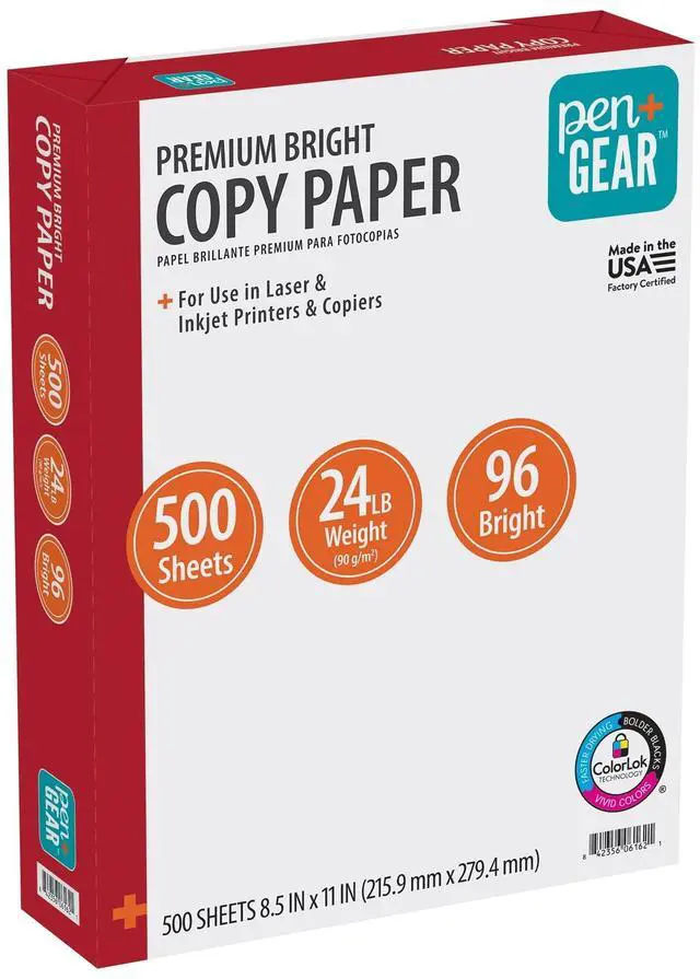 Main image of Pen+Gear Premium Bright Paper, 8.5" x 11", 96 Bright, White, 24 lb., 1 Ream (500 Sheets)