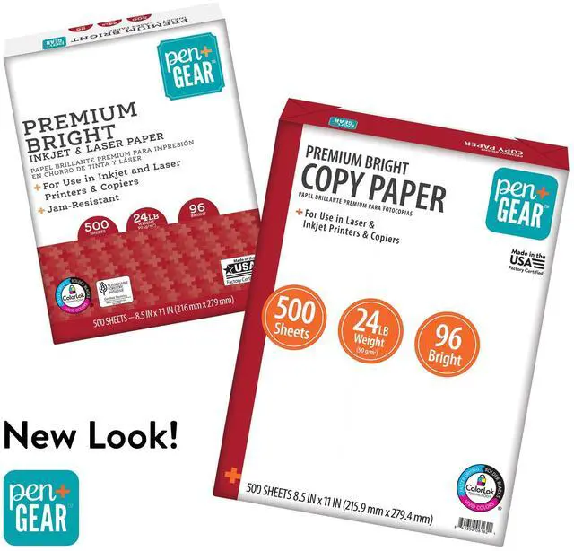 Alt view image 2 of 6 - Pen+Gear Premium Bright Paper, 8.5" x 11", 96 Bright, White, 24 lb., 1 Ream (500 Sheets)