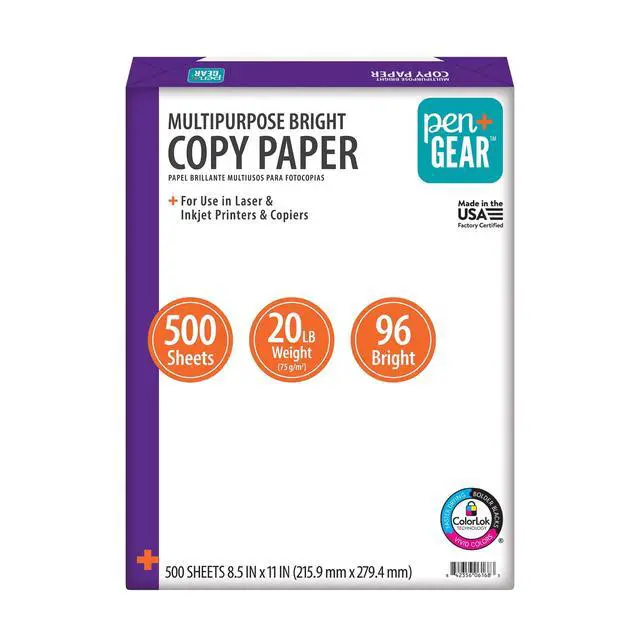 Alt view image 2 of 6 - Pen+Gear Multipurpose Bright Paper, 8.5" x 11", 96 Bright, White, 20 lb., 1 Ream (500 Sheets)