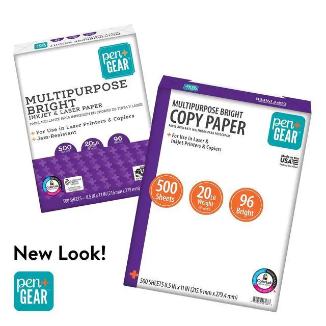 Alt view image 3 of 6 - Pen+Gear Multipurpose Bright Paper, 8.5" x 11", 96 Bright, White, 20 lb., 1 Ream (500 Sheets)