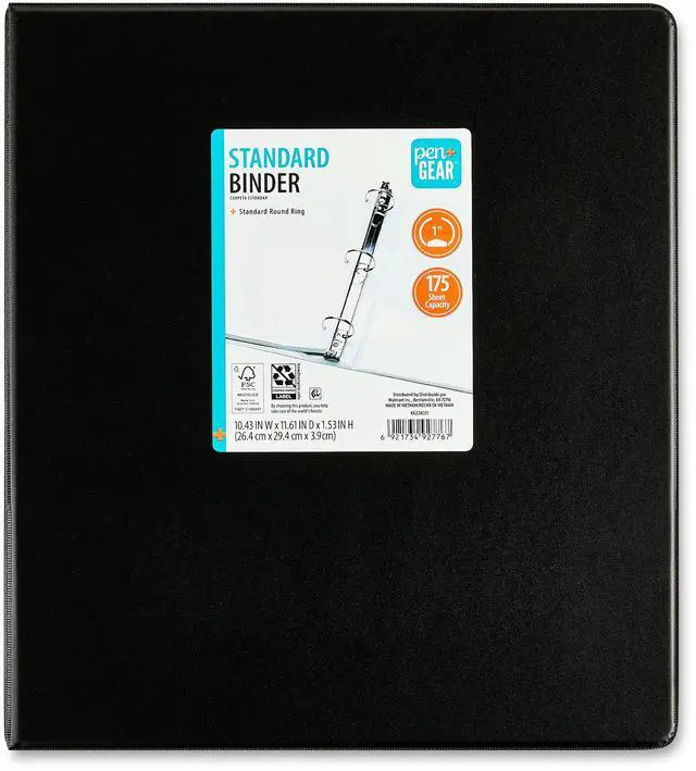 Alt view image 3 of 6 - Pen+Gear 1" 3-Ring Standard Binder, Black