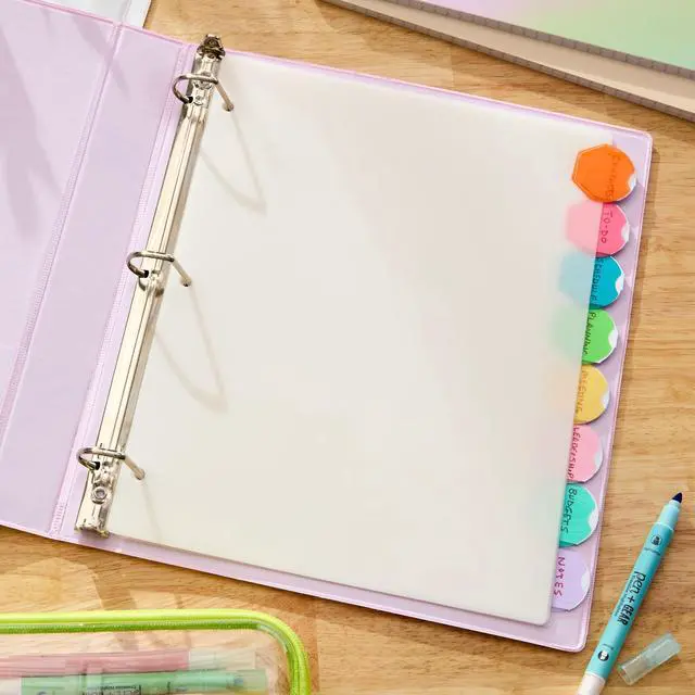 Alt view image 2 of 6 - Pen+Gear 8 Oval Tab Poly Binder Dividers, Bright Multicolor