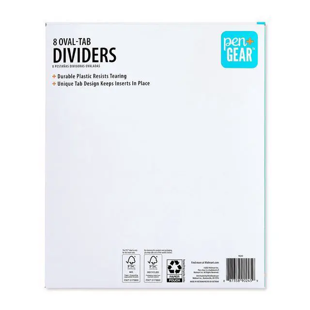 Alt view image 4 of 6 - Pen+Gear 8 Oval Tab Poly Binder Dividers, Bright Multicolor