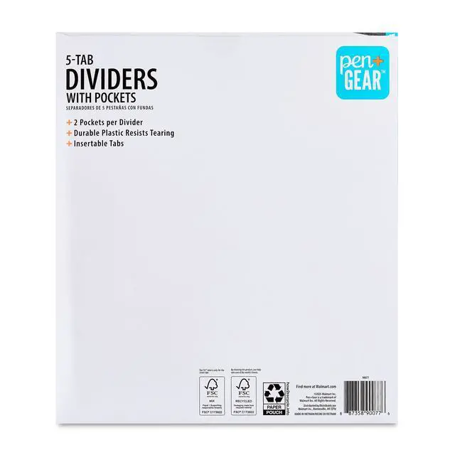 Alt view image 5 of 6 - Pen+Gear Vibrant Color 8-Tab Dividers with Pockets