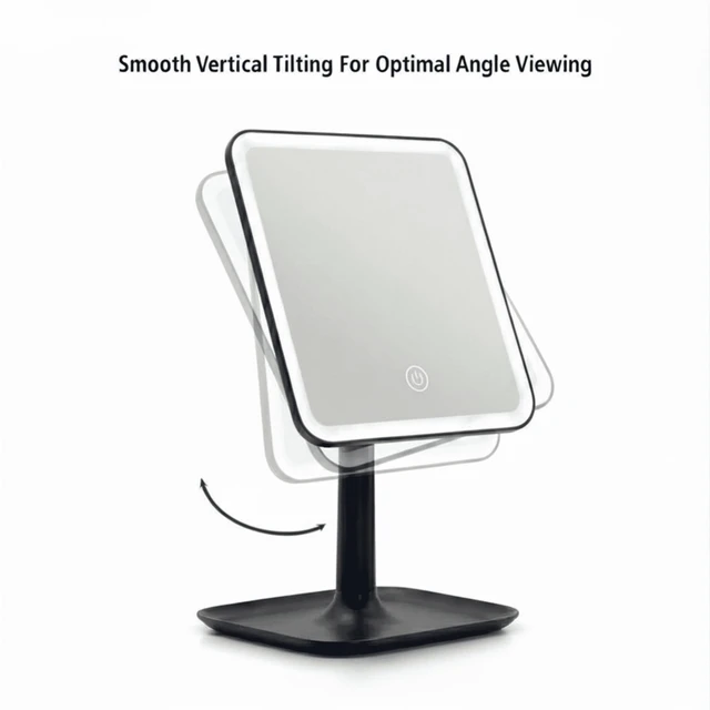 Main image of Mainstays LED Lighted Vanity Makeup Mirror with Lights, 5X Magnifying & Storage Tray, Rich Black Finish