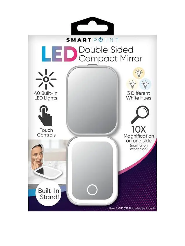 Alt view image 3 of 7 - Smartpoint LED Double Sided Compact Mirror