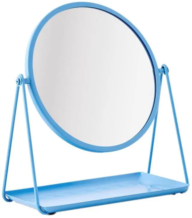 Alt view image 2 of 7 - Mainstays by Becky G. & Alejandra Round Tabletop Vanity Mirror with Metal Tray, Blue