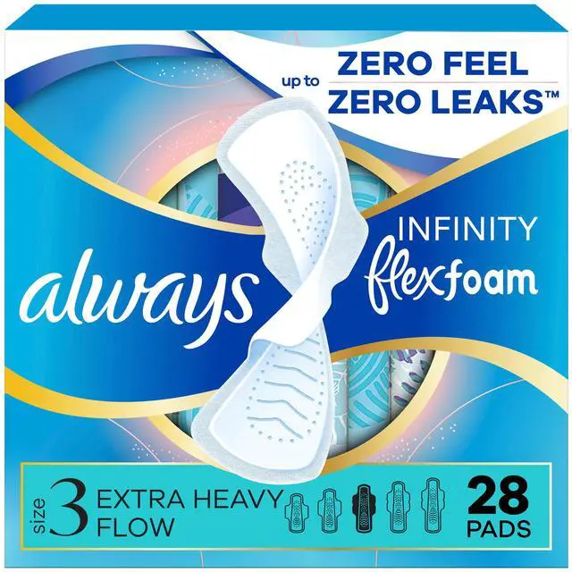 Alt view image 6 of 7 - Always Infinity Feminine Pads, Size 3, Extra Heavy, Wings, Unscented, 28 Count