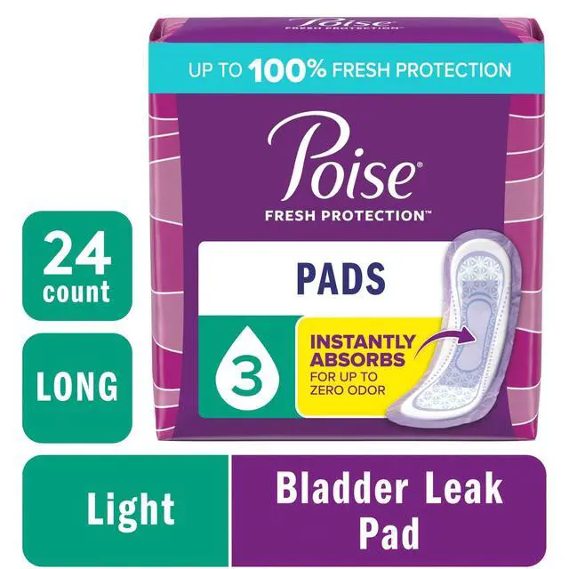 Alt view image 2 of 7 - Poise Incontinence Pads for Women, 3 Drop Light Absorbency, Long Length, 24 Count