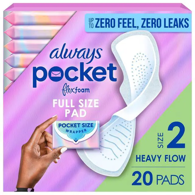 Alt view image 5 of 6 - Always Pocket with FlexFoam Pads, Size 2, Heavy Flow, Wings, 20 Count