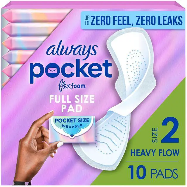 Alt view image 7 of 7 - Always Pocket with FlexFoam Pads, Size 2, Heavy Flow, Wings, 10 Count