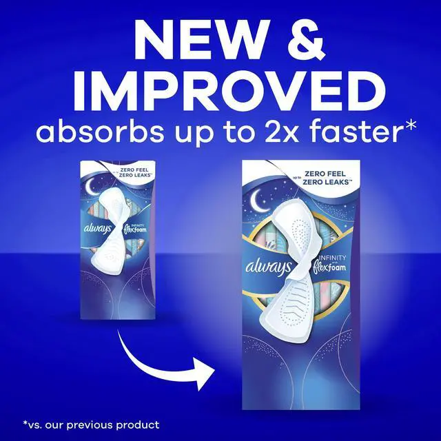 Alt view image 7 of 7 - Always Infinity FlexFoam Pads, Size 4, Overnight, Wings, Unscented, 26 Count