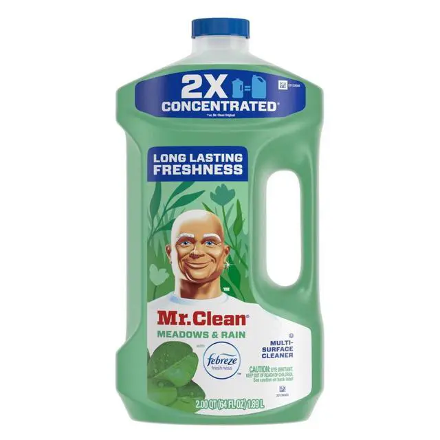 Alt view image 7 of 7 - Mr. Clean All Purpose Cleaner, 2X Concentrated Multi Surface with Febreze Meadows & Rain Scent, 64 fl oz