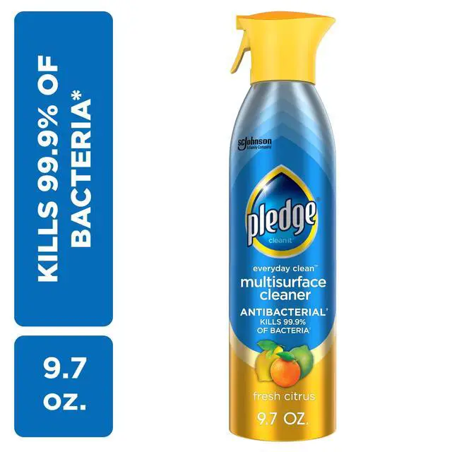 Alt view image 5 of 6 - Pledge® Everyday Cleaner Multi Surface Antibacterial Cleaner, Aerosol, Fresh Citrus, 9.7 oz