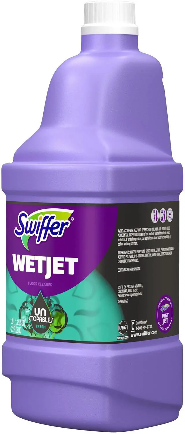 Alt view image 4 of 5 - Swiffer Wet Jet Mop Refill Solution, Floor Cleaner, Unstopables, 1.25L