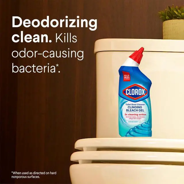 Alt view image 6 of 6 - Clorox Toilet Bowl Cleaner Clinging Bleach Gel, Ocean Mist, 24 Fl Oz, Pack of 2