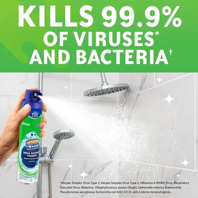 Alt view image 6 of 6 - Scrubbing Bubbles Mega Bathroom and Shower Foamer Aerosol, Rainshower Scent, 20oz (Pack of 2)