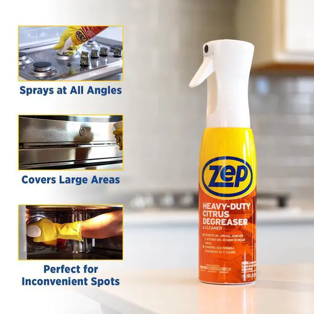 Alt view image 2 of 7 - Zep Heavy Duty Citrus Degreaser and Cleaner Mist, 16fl oz, ZUCIT20 - Removes Oil, Grease, Adhesive & Kitchen Soil in Hard-to-Reach Areas