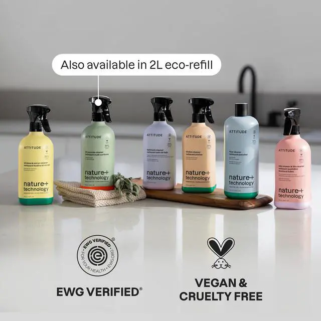 Alt view image 5 of 6 - ATTITUDE Bathroom Cleaner Spray, 26 Fl Oz, Lemon & Rosewood, Natural Origin Ingredients, EWG Verified, Eliminates Soap Scum, Limescale, Streak Free