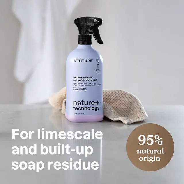 Alt view image 2 of 6 - ATTITUDE Bathroom Cleaner Spray, 26 Fl Oz, Lemon & Rosewood, Natural Origin Ingredients, EWG Verified, Eliminates Soap Scum, Limescale, Streak Free