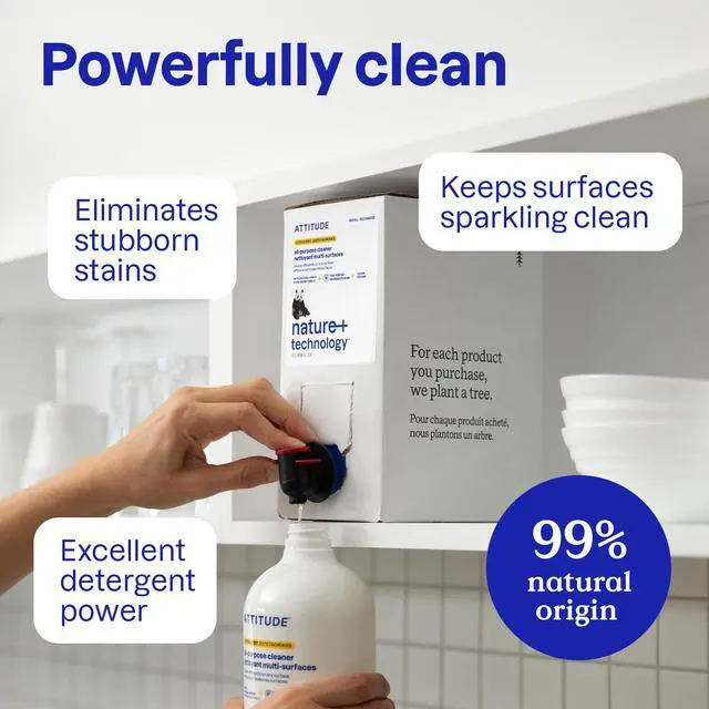 Alt view image 5 of 6 - ATTITUDE All Purpose Cleaner Spray 27.1 Fl Oz, Unscented, EWG Verified, Vegan, 94% Plant-Based Ingredients, Streak-Free for Kitchen, Bathroom, Glass & More