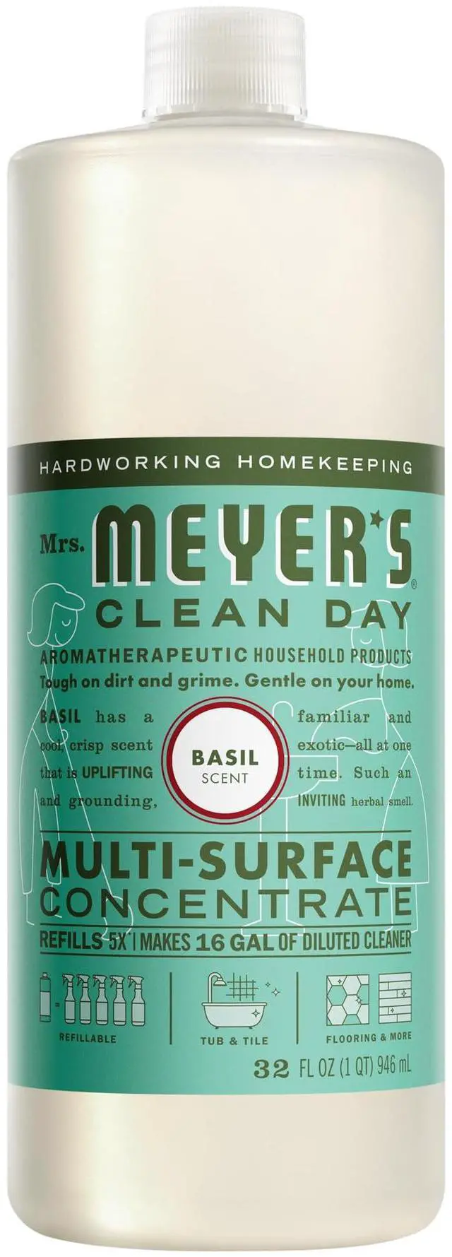 Main image of Mrs. Meyer's Clean Day Multi-Surface Cleaner Concentrate, Basil, 32fl oz