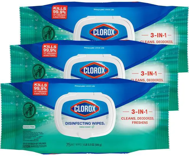 Main image of Clorox Disinfecting Wipes, Fresh Scent, 75 Count, 3 Pack