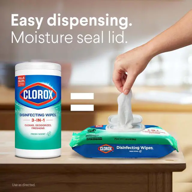 Alt view image 5 of 6 - Clorox Disinfecting Wipes, Fresh Scent, 75 Count, 3 Pack