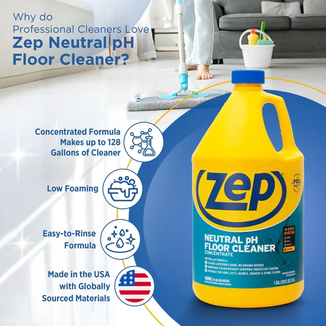 Alt view image 2 of 6 - Zep Neutral pH Industrial Floor Cleaner Concentrated 1 Gallon ZUNEUT128