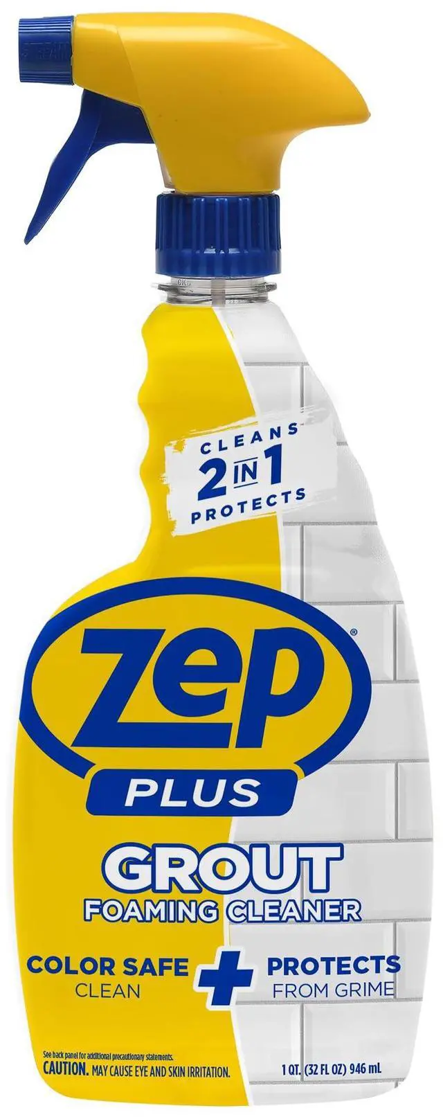 Main image of Zep Plus Grout Foaming Cleaner, 32 Fl Oz, R54212 - 2-in-1 Cleaner Protects Grout from Water, Dirt & Grime