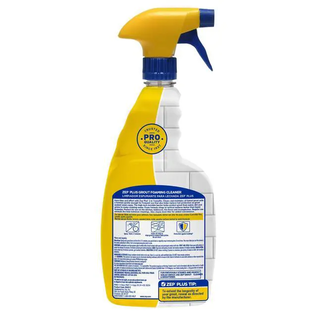 Alt view image 3 of 7 - Zep Plus Grout Foaming Cleaner, 32 Fl Oz, R54212 - 2-in-1 Cleaner Protects Grout from Water, Dirt & Grime