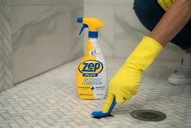 Alt view image 7 of 7 - Zep Plus Grout Foaming Cleaner, 32 Fl Oz, R54212 - 2-in-1 Cleaner Protects Grout from Water, Dirt & Grime