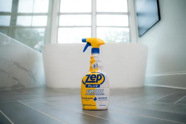 Alt view image 2 of 7 - Zep Plus Grout Foaming Cleaner, 32 Fl Oz, R54212 - 2-in-1 Cleaner Protects Grout from Water, Dirt & Grime
