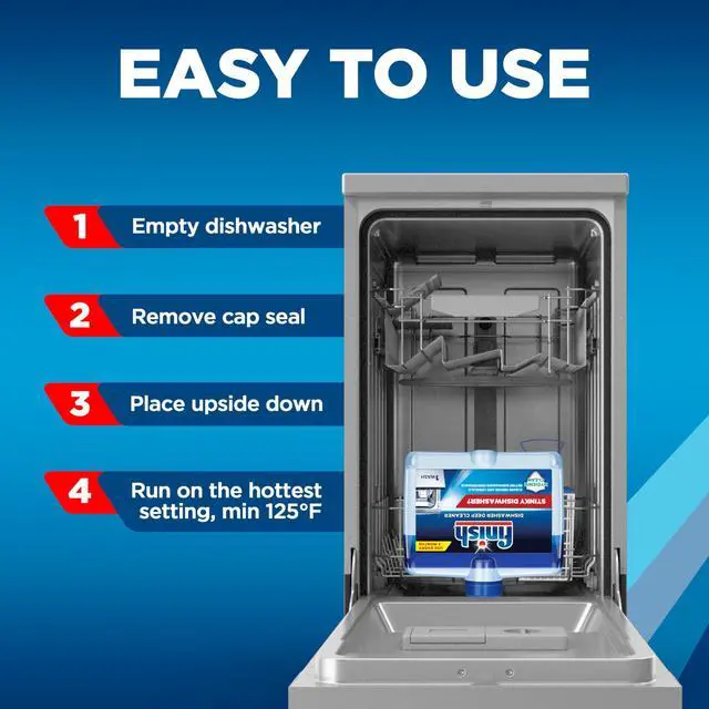 Alt view image 6 of 6 - Finish Dishwasher Cleaner Liquid, 8.45oz, 1 Bottle, 3 Month Supply, Deep Cleans Hidden Grease & Limescale, Fights Odors, Maintains Performance