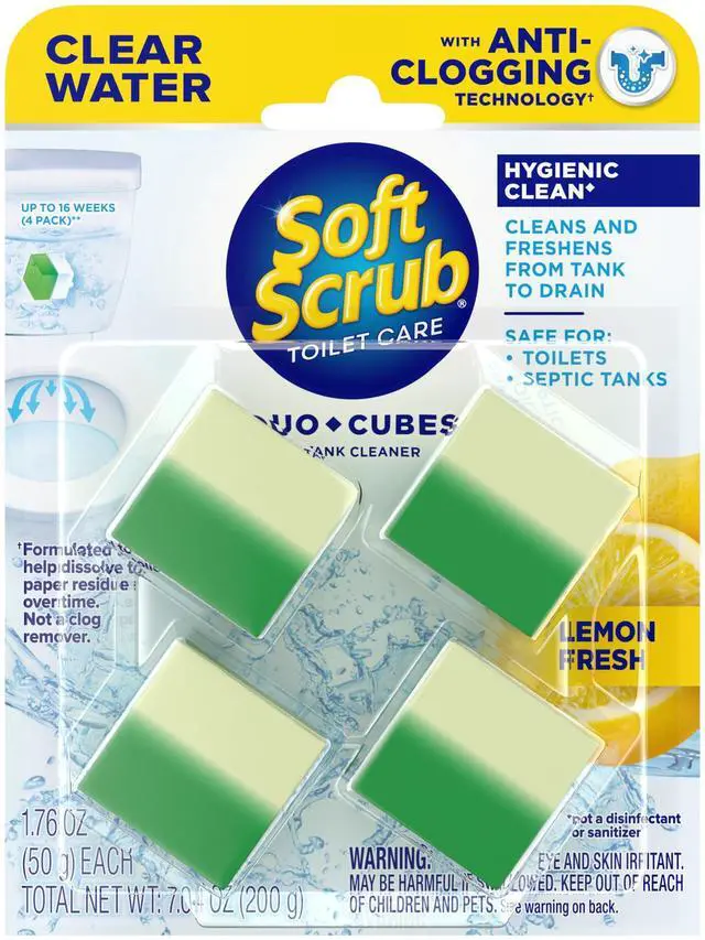 Main image of Soft Scrub In-Tank Toilet Cleaner Duo-Cubes, 4 Count, Lemon Fresh, Yellow