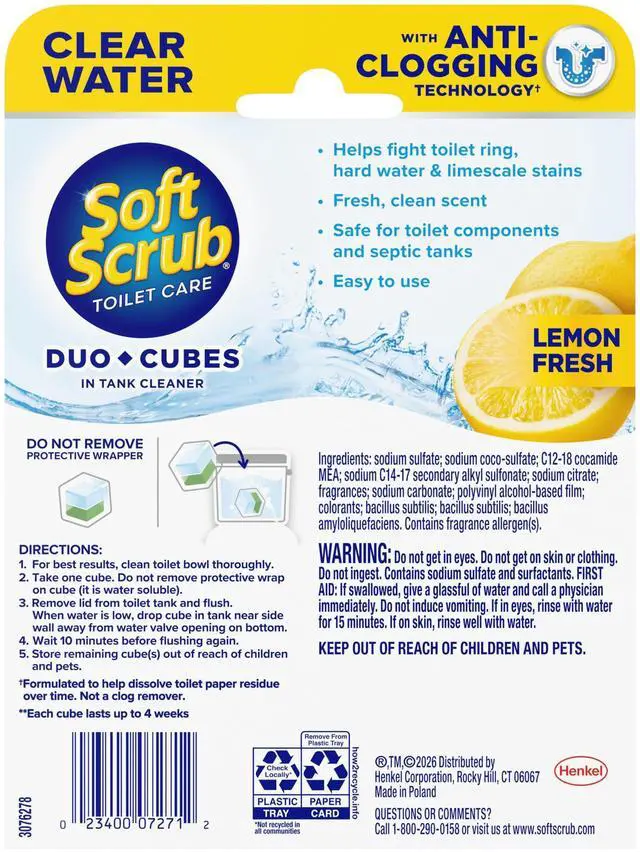 Alt view image 2 of 7 - Soft Scrub In-Tank Toilet Cleaner Duo-Cubes, 4 Count, Lemon Fresh, Yellow
