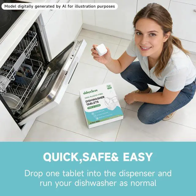 Alt view image 5 of 7 - 100% Plastic-Free Dishwasher Tablets, Free & Clear, 32 Count