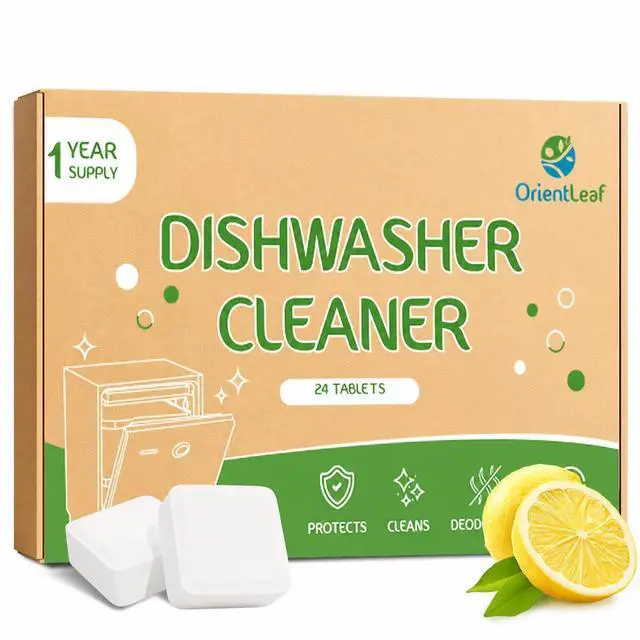 Main image of Dishwasher Cleaner Tablets 24 Pack, Lemon Scent, Deodorizer and Descaler, Removes Limescale, Hard Water Marks, Grease and Odors
