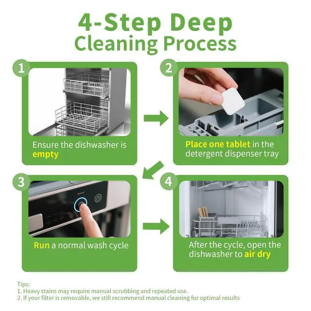 Alt view image 6 of 6 - Dishwasher Cleaner Tablets 24 Pack, Lemon Scent, Deodorizer and Descaler, Removes Limescale, Hard Water Marks, Grease and Odors
