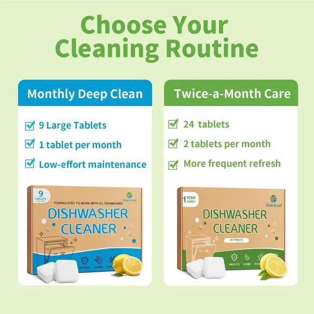 Alt view image 2 of 6 - Dishwasher Cleaner Tablets 24 Pack, Lemon Scent, Deodorizer and Descaler, Removes Limescale, Hard Water Marks, Grease and Odors