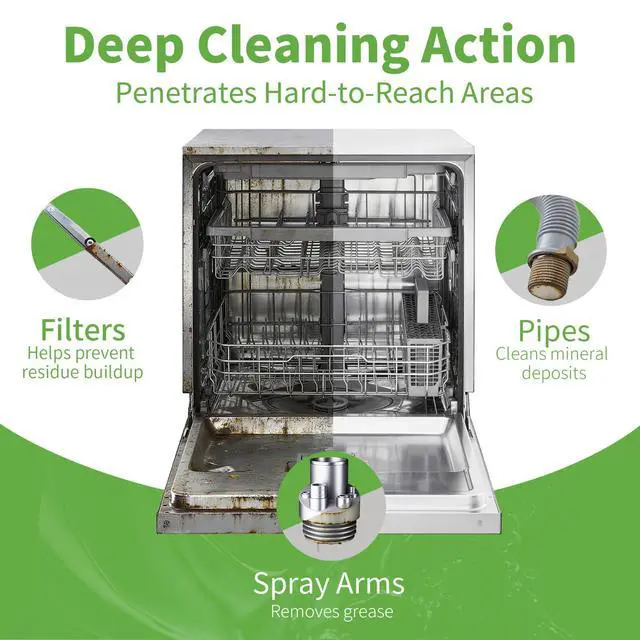 Alt view image 3 of 6 - Dishwasher Cleaner Tablets 24 Pack, Lemon Scent, Deodorizer and Descaler, Removes Limescale, Hard Water Marks, Grease and Odors