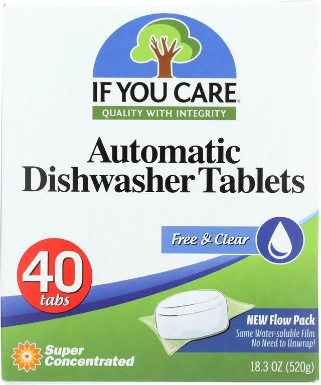 Main image of If You Care Dishwasher Tablets 40 Count - Powerful Plant Based Concentrated Biodegradable Natural Dishwasher Detergent
