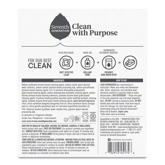 Alt view image 2 of 6 - Seventh Generation Power Plus Dishwasher Detergent Packs, Fresh Citrus, 40 Count