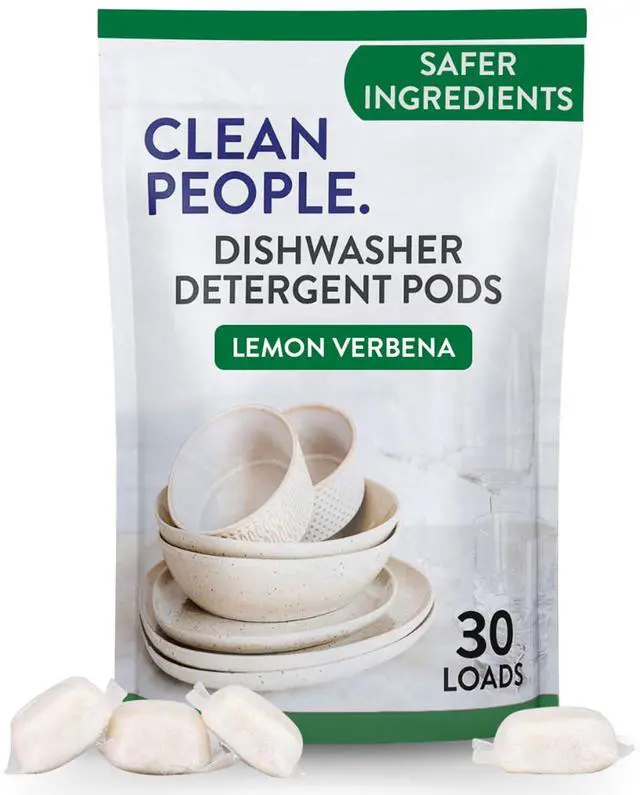 Main image of The Clean People Dishwasher Pods 30 Pack, Lemon, Cuts Grease, Residue-Free, Phosphate Free