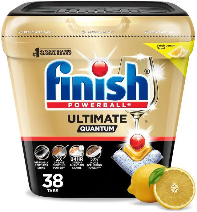 Main image of Finish Ultimate Quantum Dishwasher Pods, Lemon Scent, 38 Count