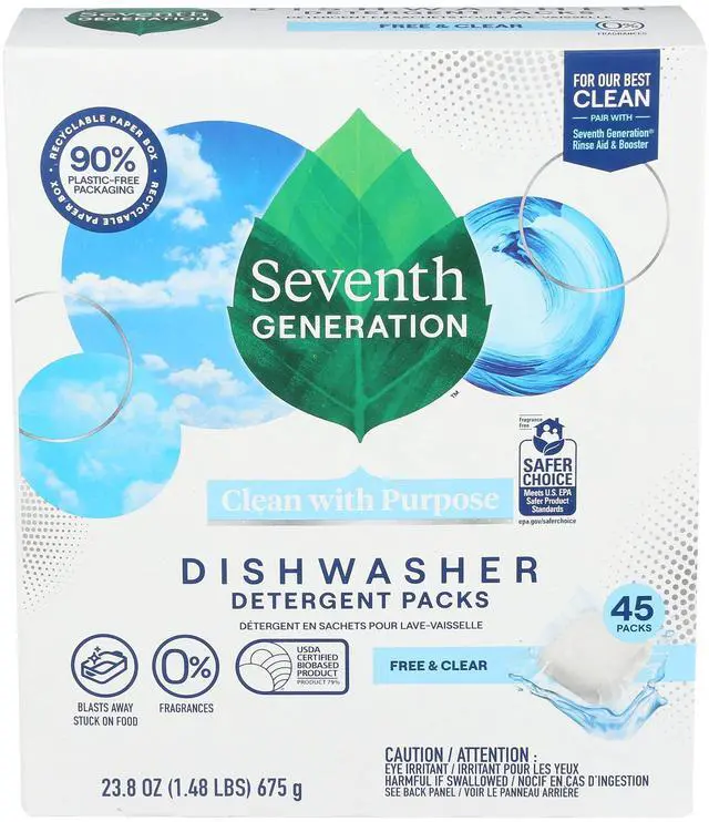 Main image of Seventh Generation Free & Clear Dishwasher Detergent Packs, 45 Count