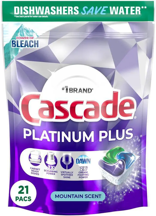 Main image of Cascade Platinum Plus Dishwasher Pods ActionPacs with Power of Bleach, 21 Count